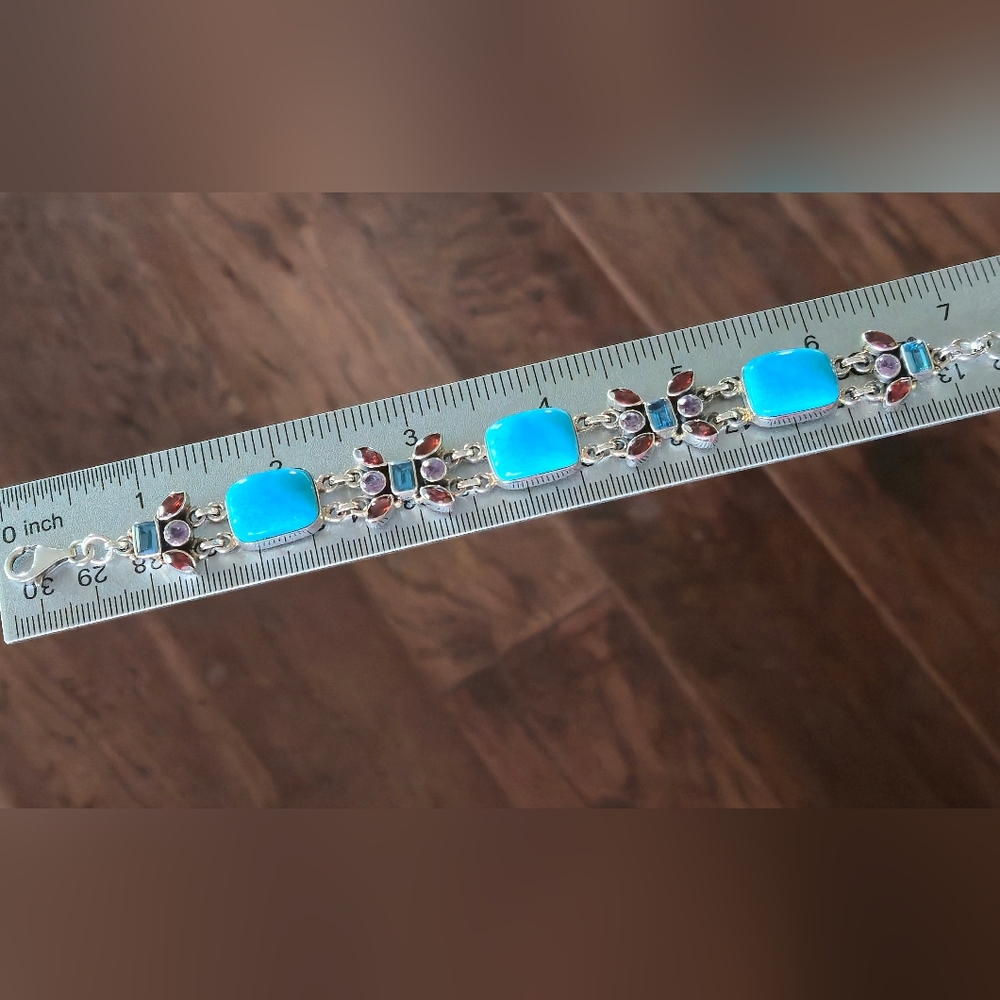 Nicky Butler Turquoise Garnet 925 Sterling Silver Designer Bracelet Amethyst NB - Picture 5 of 16